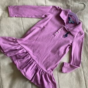 POLO Ralph Lauren Toddler Long Sleeve polo flare dress -3T- Purple